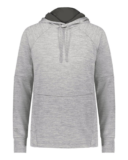 Holloway Women's All-Pro Performance Fleece Hooded Sweatshirt 223780 #color_Athletic Grey Heather/ Iron
