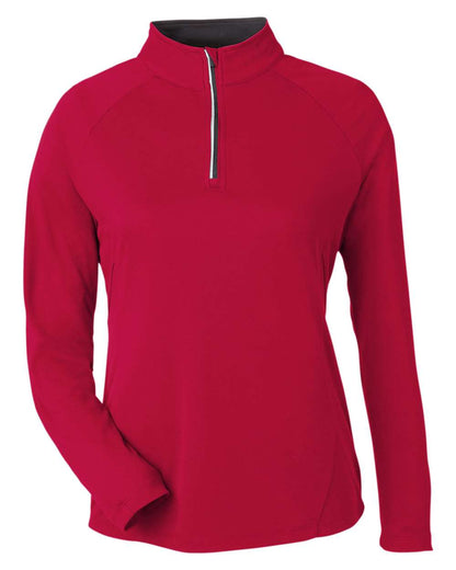 CORE365 Women's Origin Performance Pique Quarter-Zip Pullover CE418W #color_Classic Red/ Carbon