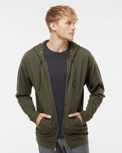 Independent Trading Co. Midweight Full-Zip Hooded Sweatshirt SS4500Z #colormdl_Army Heather