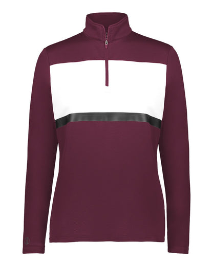 Holloway Women's Prism Bold Quarter-Zip Pullover 222791 #color_Maroon/ White