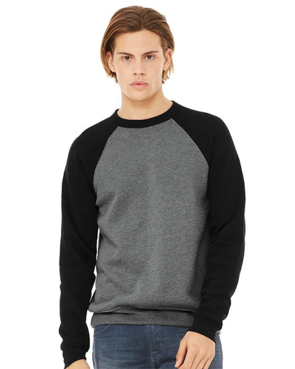 BELLA + CANVAS Sponge Fleece Raglan Crewneck Sweatshirt 3901 #colormdl_Deep Heather/ Black