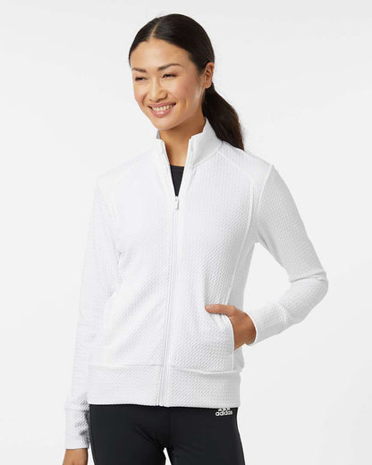 Adidas Women's Ultimate365 Textured Full-Zip Jacket A1007 #colormdl_White