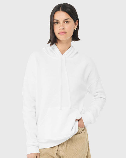 BELLA + CANVAS Sponge Fleece Drop Shoulder Hoodie 3729 #colormdl_White