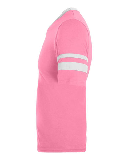 Augusta Sportswear V-Neck Jersey with Striped Sleeves 360 #color_Pink/ White