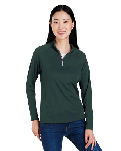 CORE365 Women's Origin Performance Pique Quarter-Zip Pullover CE418W #colormdl_Forest/ Carbon