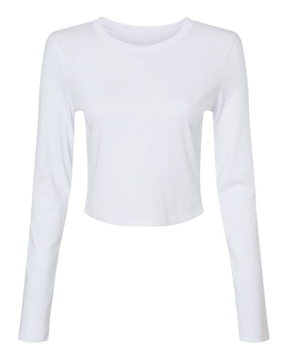 BELLA + CANVAS Women's Micro Rib Long Sleeve Baby Tee 1501 #color_Solid White Blend