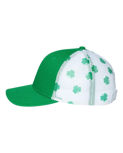Kati Printed Mesh Trucker Cap S700M #color_Kelly Green/ White/ Clover