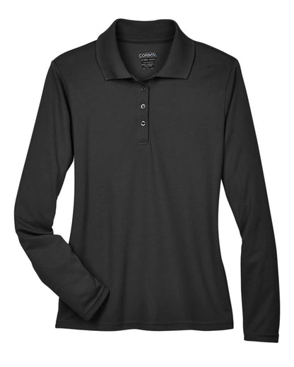 CORE365 Women's Pinnacle Performance Long Sleeve Piqué Polo 78192 #color_Black