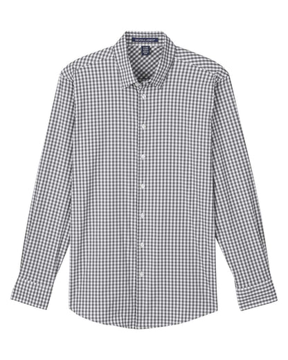 Devon & Jones Men's CrownLux Performance® Gingham Dress Shirt DG536 #color_Graphite/ White