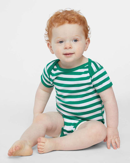 Rabbit Skins Infant Baby Rib Bodysuit 4400 #colormdl_Kelly/ White Stripe