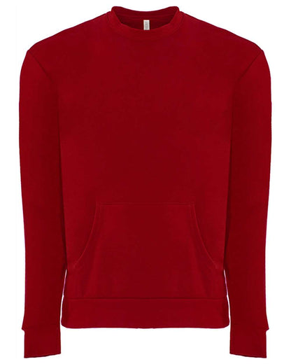 Next Level Unisex Santa Barbara Pocket Crewneck Sweatshirt 9001 #color_Red