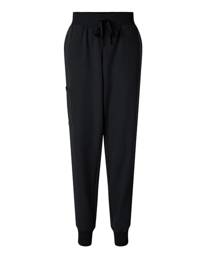 Jaanuu Women's Petite Sizes Silex Knit-Waist Scrub Joggers W20003P #color_Black