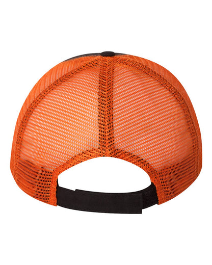 Valucap Bio-Washed Trucker Cap AH80 #color_Black/ Orange