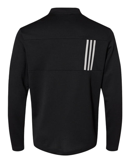 Adidas Men's 3-Stripe Double Knit Quarter-Zip Pullover A482 #color_Black/ Grey Two