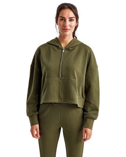 TriDri Women's Alice Half-Zip Hooded Sweatshirt TD077 #colormdl_Olive