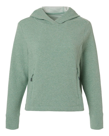 North End Women's Spirit Textured Hooded Pullover NE729W #color_Sage Green Heather