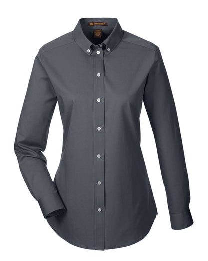 Harriton Women's Foundation Cotton Twill Shirt with Teflon M581W #color_Dark Charcoal
