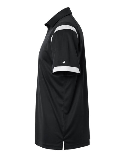 Badger Men's On the Rise Polo 3350 #color_Black/ White