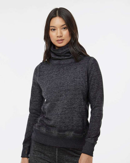 J. America Women’s Zen Fleece Cowl Neck Sweatshirt 8930 #colormdl_Twisted Black