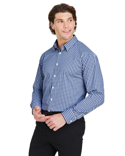 Devon & Jones Men's CrownLux Performance® Gingham Dress Shirt DG536 #colormdl_Navy/ White