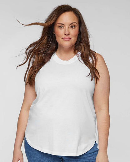 LAT Women's Curvy Relaxed Fine Jersey Tank 3892 #colormdl_White