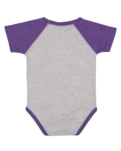Rabbit Skins Infant Baseball Fine Jersey Bodysuit 4430 #color_Vintage Heather/ Vintage Purple