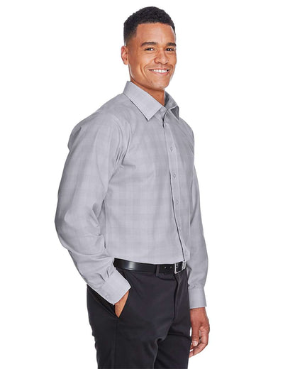 Devon & Jones Men's Crown Collection® Glen Plaid Woven Dress Shirt DG520 #colormdl_White/ Graphite/ Grey Heather