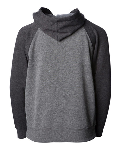 Independent Trading Co. Youth Lightweight Special Blend Raglan Zip Hood PRM15YSBZ #color_Nickel/ Carbon