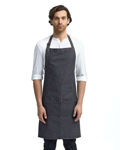 Artisan Collection by Reprime Jeans Stitch Denim Bib Apron RP126 #colormdl_Black Denim