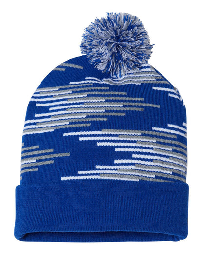 CAP AMERICA USA-Made Bar Beanie RKB12 #color_True Royal/ Heather/ White