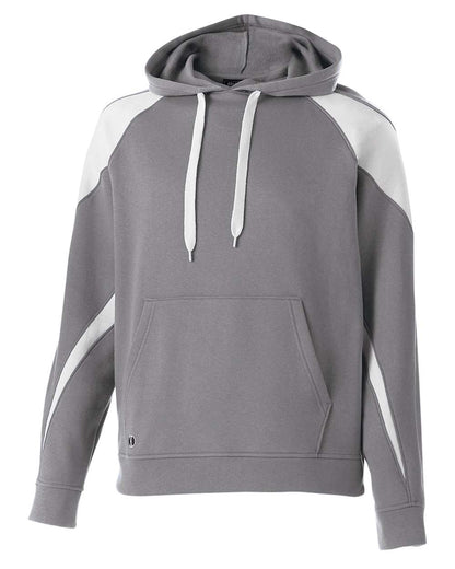 Holloway Youth Prospect Athletic Fleece Hooded Sweatshirt 229646 #color_Charcoal Heather/ White