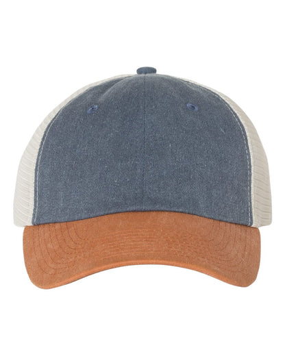 Valucap Pigment-Dyed Trucker Cap SP510 #color_Navy/ Texas/ Stone