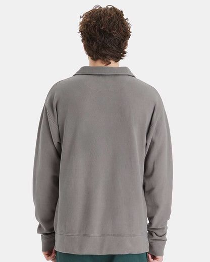 ComfortWash by Hanes Unisex Garment-Dyed Polo Collar Sweatshirt GDH490 #colormdl_Concrete Grey