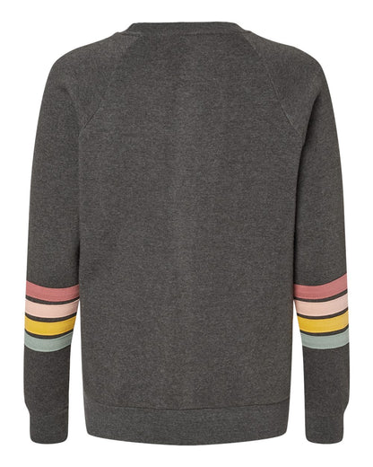 MV Sport Women's Striped Sleeves Crewneck Sweatshirt W23152 #color_Charcoal