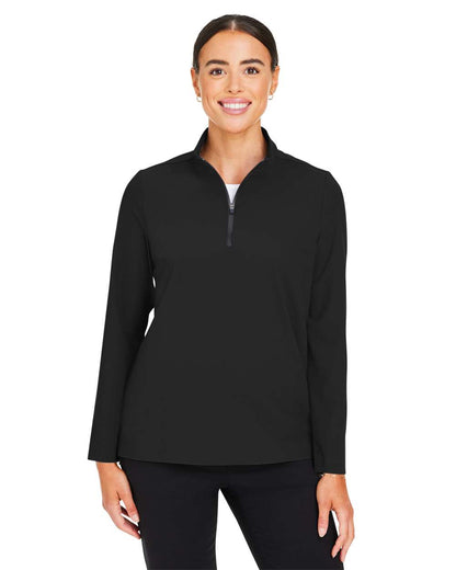 Devon & Jones Women's CrownLux Performance® Windsor Welded Quarter-Zip Pullover DG410W #colormdl_Black