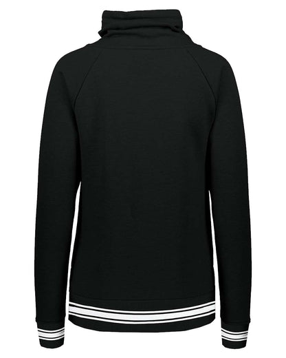 Holloway Women's All-American Fleece Funnel Neck Sweatshirt 229763 #color_Black/ White