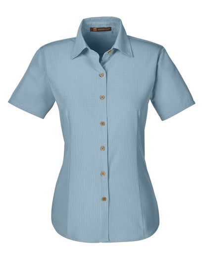 Harriton Women's Barbados Textured Camp Shirt M560W #color_Cloud Blue
