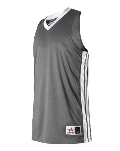 Alleson Athletic Women's Single Ply Basketball Jersey 538JW #color_Charcoal/ White