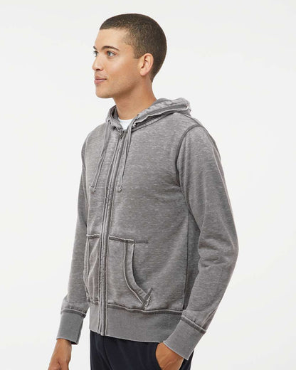 J. America Men's Vintage Zen Fleece Full-Zip Hooded Sweatshirt 8916 #colormdl_Cement