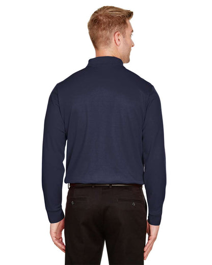 Devon & Jones Men's CrownLux Performance® Plaited Long Sleeve Polo DG20L #colormdl_Navy