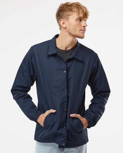 Independent Trading Co. Water-Resistant Windbreaker Coach’s Jacket EXP99CNB #colormdl_Classic Navy