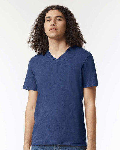 American Apparel CVC V-Neck Tee 2006CVC #colormdl_Heather Indigo