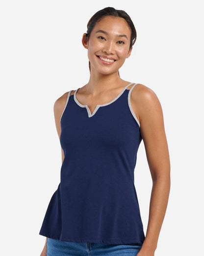 Boxercraft Women's Split Shoulder Tank Top BW2506 #colormdl_Navy/ Oxford Heather