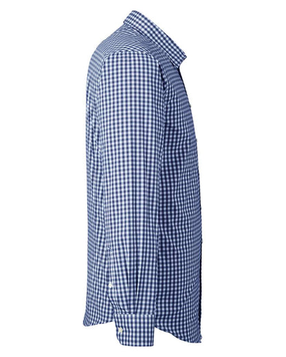 Devon & Jones Men's CrownLux Performance® Gingham Dress Shirt DG536 #color_Navy/ White