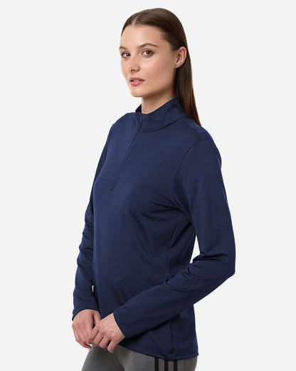 Adidas Women's Textured Stripe Quarter-Zip Pullover A709 #colormdl_Dark Blue