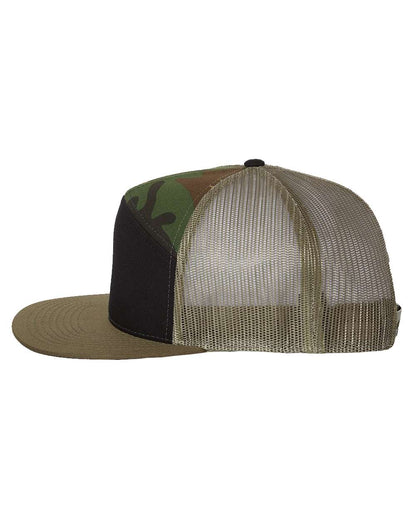 Richardson Seven-Panel Trucker Cap 168 #color_Black/ Camo/ Loden