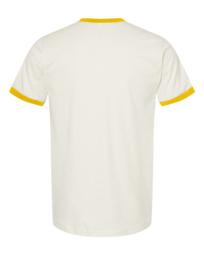 Tultex Fine Jersey Ringer T-Shirt 246 #color_Vintage White/ Mellow Yellow