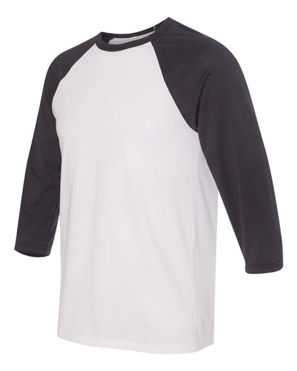 BELLA + CANVAS Three-Quarter Sleeve Baseball Tee 3200 #color_White/ Dark Grey