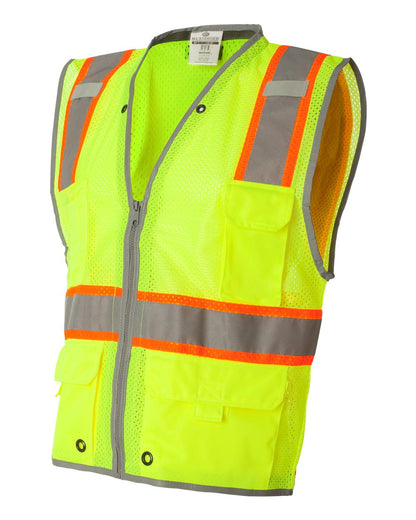 Kishigo Unisex Premium Brilliant Series® Heavy-Duty Class 2 Vest 1510-1511 #color_Lime