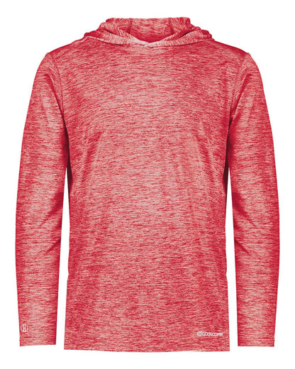Holloway Youth Electrify CoolCore® Hooded Sweatshirt 222689 #color_Scarlet Heather